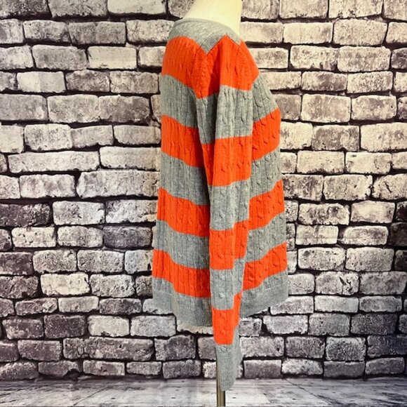 Talbots Orange & Gray Cable Knit Pullover Sweater Size L - Picture 8 of 9